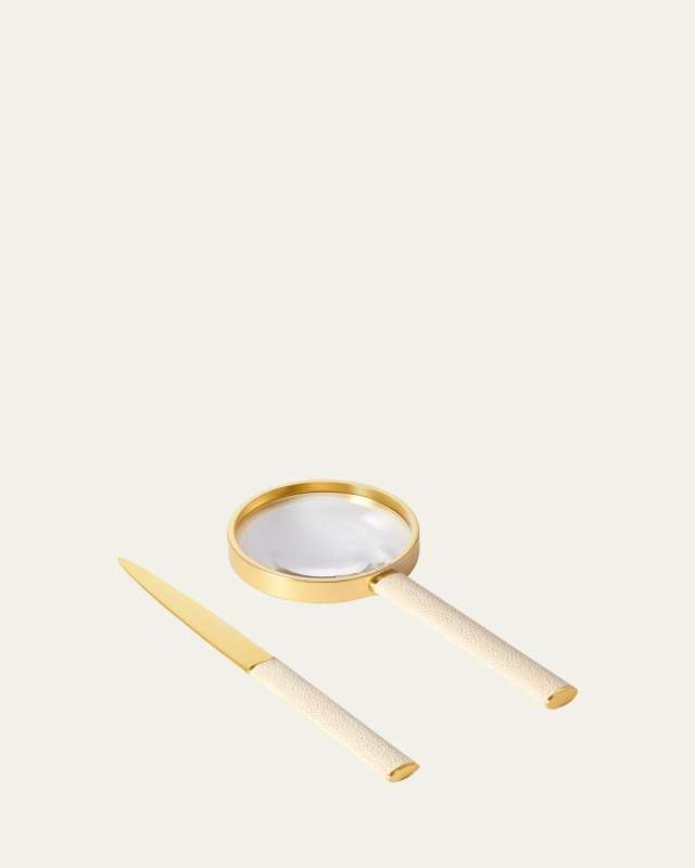Faux Shagreen Magnifying Glass and Letter Opener Set